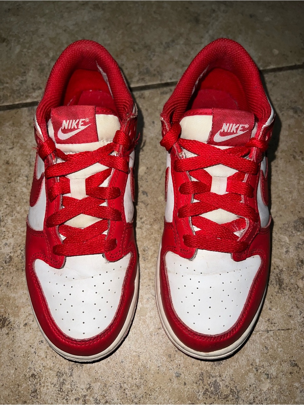 Nike Kids Red and White Dunks